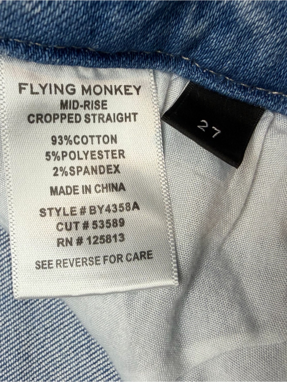 Flying Monkey Mid Rise Cropped Straight Jeans - Picture 6 of 12